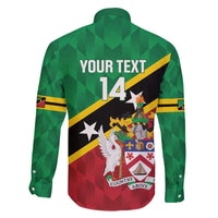 Custom Saint Kitts and Nevis Cricket Family Matching Off The Shoulder Long Sleeve Dress and Hawaiian Shirt Go Champions Patriots