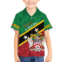 Custom Saint Kitts and Nevis Cricket Family Matching Off Shoulder Short Dress and Hawaiian Shirt Go Champions Patriots