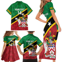 Custom Saint Kitts and Nevis Cricket Family Matching Short Sleeve Bodycon Dress and Hawaiian Shirt Go Champions Patriots