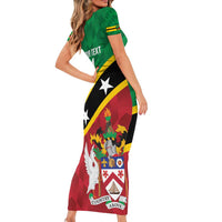 Custom Saint Kitts and Nevis Cricket Family Matching Short Sleeve Bodycon Dress and Hawaiian Shirt Go Champions Patriots