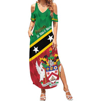 Custom Saint Kitts and Nevis Cricket Family Matching Summer Maxi Dress and Hawaiian Shirt Go Champions Patriots