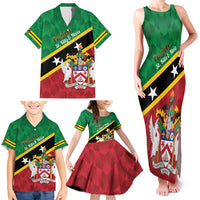 Custom Saint Kitts and Nevis Cricket Family Matching Tank Maxi Dress and Hawaiian Shirt Go Champions Patriots