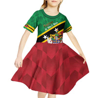 Custom Saint Kitts and Nevis Cricket Kid Short Sleeve Dress Go Champions Patriots