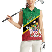 Custom Saint Kitts and Nevis Cricket Women Sleeveless Polo Shirt Go Champions Patriots
