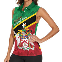 Custom Saint Kitts and Nevis Cricket Women Sleeveless Polo Shirt Go Champions Patriots