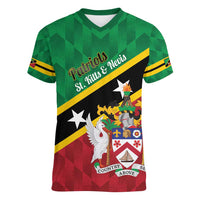 Custom Saint Kitts and Nevis Cricket Women V-Neck T-Shirt Go Champions Patriots