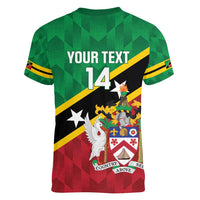 Custom Saint Kitts and Nevis Cricket Women V-Neck T-Shirt Go Champions Patriots