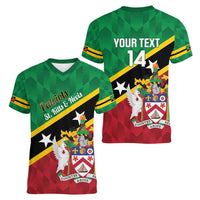 Custom Saint Kitts and Nevis Cricket Women V-Neck T-Shirt Go Champions Patriots