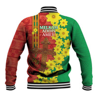 Enkutatash Ethiopia Baseball Jacket Melkam Addis Amet Adey Abeba Flower - Wonder Print Shop