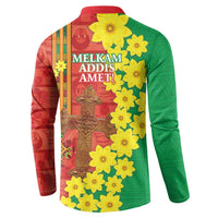 Enkutatash Ethiopia Button Sweatshirt Melkam Addis Amet Adey Abeba Flower - Wonder Print Shop