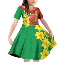 Enkutatash Ethiopia Family Matching Off Shoulder Short Dress and Hawaiian Shirt Melkam Addis Amet Adey Abeba Flower - Wonder Print Shop