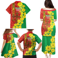 Enkutatash Ethiopia Family Matching Puletasi and Hawaiian Shirt Melkam Addis Amet Adey Abeba Flower - Wonder Print Shop