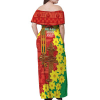Enkutatash Ethiopia Off Shoulder Maxi Dress Melkam Addis Amet Adey Abeba Flower - Wonder Print Shop