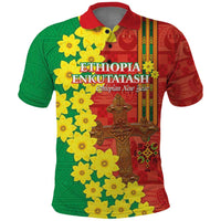 Enkutatash Ethiopia Polo Shirt Melkam Addis Amet Adey Abeba Flower - Wonder Print Shop