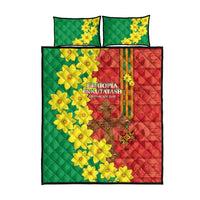Enkutatash Ethiopia Quilt Bed Set Melkam Addis Amet Adey Abeba Flower - Wonder Print Shop