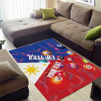 Personalised Philippines Billiards Area Rug Cue With Balls Flag Style - Wonder Print Shop