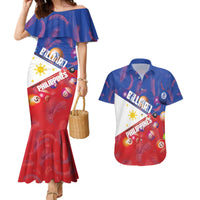 Personalised Philippines Billiards Couples Matching Mermaid Dress and Hawaiian Shirt Cue With Balls Flag Style - Wonder Print Shop