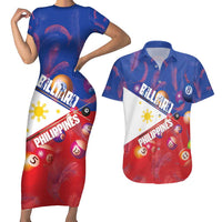 Personalised Philippines Billiards Couples Matching Short Sleeve Bodycon Dress and Hawaiian Shirt Cue With Balls Flag Style - Wonder Print Shop