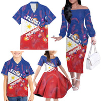 Personalised Philippines Billiards Family Matching Off The Shoulder Long Sleeve Dress and Hawaiian Shirt Cue With Balls Flag Style - Wonder Print Shop