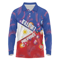 Personalised Philippines Billiards Long Sleeve Polo Shirt Cue With Balls Flag Style - Wonder Print Shop