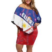 Personalised Philippines Billiards Off Shoulder Short Dress Cue With Balls Flag Style - Wonder Print Shop