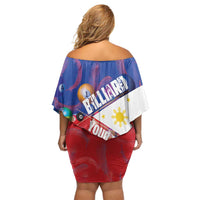 Personalised Philippines Billiards Off Shoulder Short Dress Cue With Balls Flag Style - Wonder Print Shop