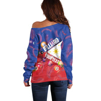 Personalised Philippines Billiards Off Shoulder Sweater Cue With Balls Flag Style - Wonder Print Shop