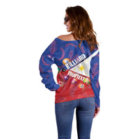 Personalised Philippines Billiards Off Shoulder Sweater Cue With Balls Flag Style - Wonder Print Shop