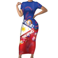 Personalised Philippines Billiards Short Sleeve Bodycon Dress Cue With Balls Flag Style - Wonder Print Shop