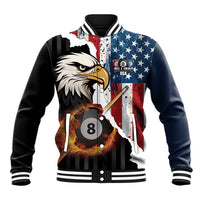 Personalized United States Billiards Baseball Jacket Eagle On Fire 8 Ball - Wonder Print Shop