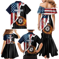 Personalized United States Billiards Family Matching Mermaid Dress and Hawaiian Shirt Eagle On Fire 8 Ball - Wonder Print Shop