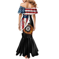 Personalized United States Billiards Family Matching Mermaid Dress and Hawaiian Shirt Eagle On Fire 8 Ball - Wonder Print Shop