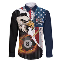 Personalized United States Billiards Family Matching Off The Shoulder Long Sleeve Dress and Hawaiian Shirt Eagle On Fire 8 Ball - Wonder Print Shop