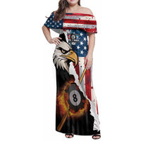 Personalized United States Billiards Family Matching Off Shoulder Maxi Dress and Hawaiian Shirt Eagle On Fire 8 Ball - Wonder Print Shop