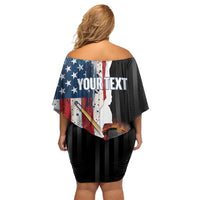 Personalized United States Billiards Family Matching Off Shoulder Short Dress and Hawaiian Shirt Eagle On Fire 8 Ball - Wonder Print Shop
