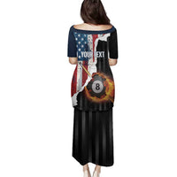 Personalized United States Billiards Family Matching Puletasi and Hawaiian Shirt Eagle On Fire 8 Ball - Wonder Print Shop