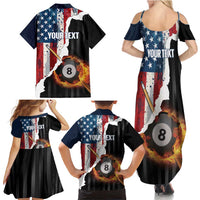 Personalized United States Billiards Family Matching Summer Maxi Dress and Hawaiian Shirt Eagle On Fire 8 Ball - Wonder Print Shop