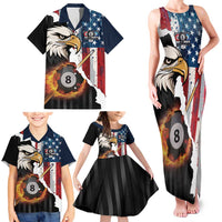 Personalized United States Billiards Family Matching Tank Maxi Dress and Hawaiian Shirt Eagle On Fire 8 Ball - Wonder Print Shop