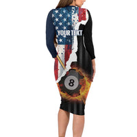Personalized United States Billiards Long Sleeve Bodycon Dress Eagle On Fire 8 Ball - Wonder Print Shop
