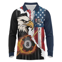 Personalized United States Billiards Long Sleeve Polo Shirt Eagle On Fire 8 Ball - Wonder Print Shop