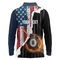 Personalized United States Billiards Long Sleeve Polo Shirt Eagle On Fire 8 Ball - Wonder Print Shop