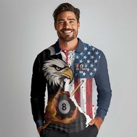 Personalized United States Billiards Long Sleeve Polo Shirt Eagle On Fire 8 Ball - Wonder Print Shop