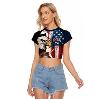 Personalized United States Billiards Raglan Cropped T Shirt Eagle On Fire 8 Ball - Wonder Print Shop