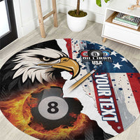 Personalized United States Billiards Round Carpet Eagle On Fire 8 Ball - Wonder Print Shop