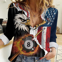 Personalized United States Billiards Women Casual Shirt Eagle On Fire 8 Ball - Wonder Print Shop