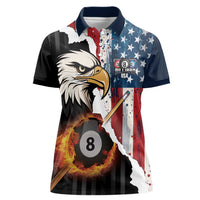 Personalized United States Billiards Women Polo Shirt Eagle On Fire 8 Ball - Wonder Print Shop