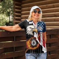 Personalized United States Billiards Women Polo Shirt Eagle On Fire 8 Ball - Wonder Print Shop