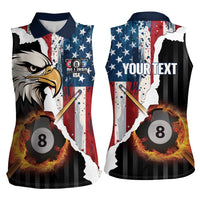 Personalized United States Billiards Women Sleeveless Polo Shirt Eagle On Fire 8 Ball - Wonder Print Shop