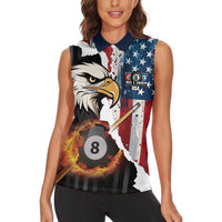 Personalized United States Billiards Women Sleeveless Polo Shirt Eagle On Fire 8 Ball - Wonder Print Shop