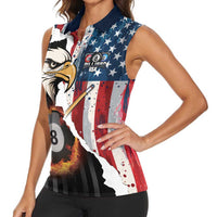 Personalized United States Billiards Women Sleeveless Polo Shirt Eagle On Fire 8 Ball - Wonder Print Shop